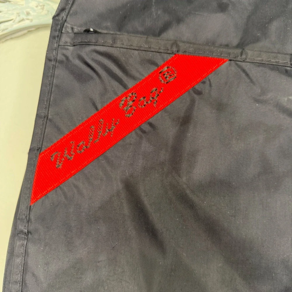 WallyBag Vintage 1990s Garment Bag Black Nylon Folding Suit Travel Carrier Bag
